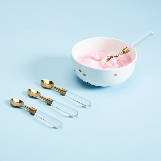 Acrylic & Gold Dessert Spoons